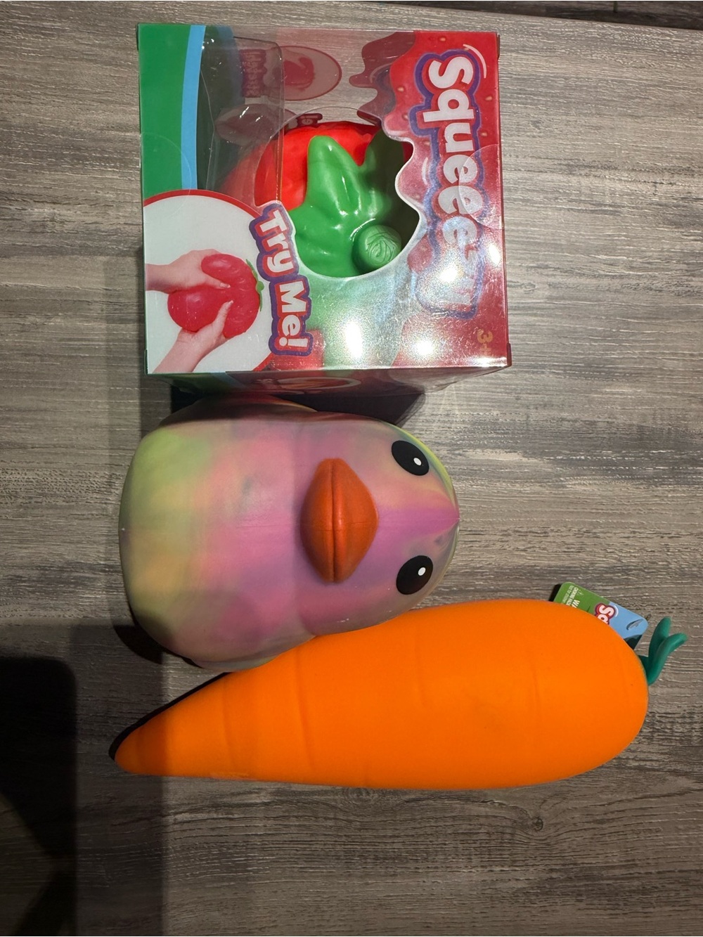Multicolor Duck & Orange Carrot Plush Squishy Toy Set